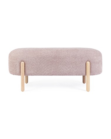 Banco Dayla en rosa antiguo, estilo vintage, patas de madera y tapizado buclé.