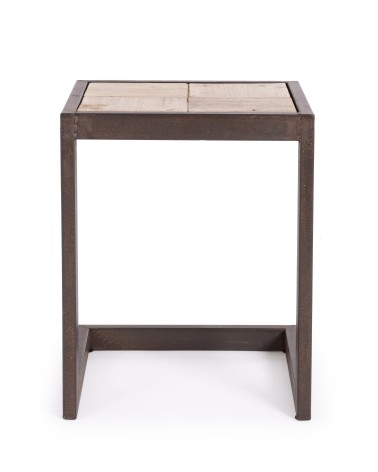 Estantería industrial de acero con balda de madera de abeto, diseño robusto y elegante.