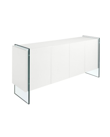 Aparador madera blanco y cristal templado
