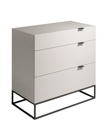 Cajonera de madera gris y acero negro