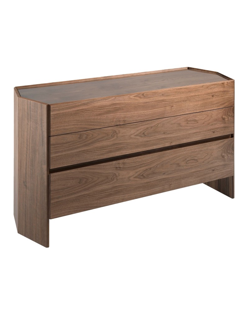 Cajonera de nogal con tapa de vidrio templado