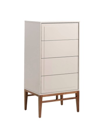 Cómoda de madera beige y nogal