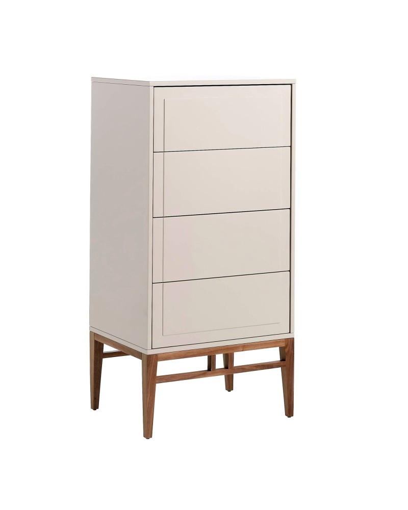 Cómoda de madera beige y nogal