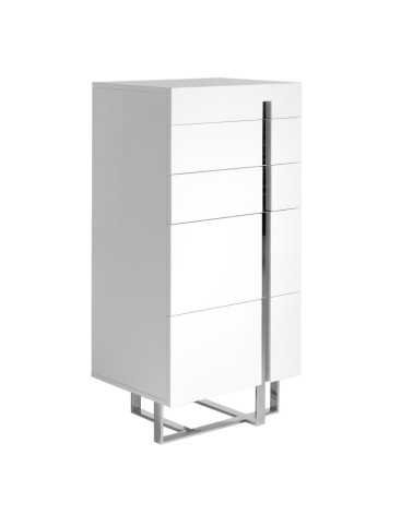 Cómoda de madera blanca y acero cromado
