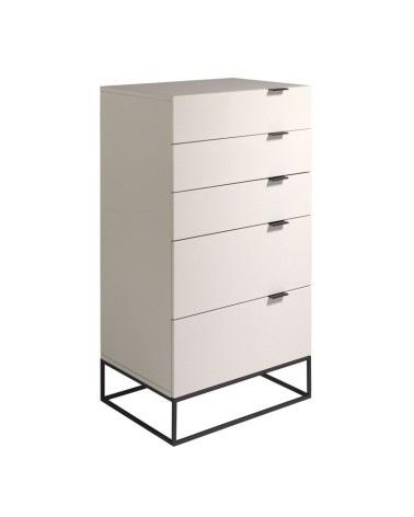 Cómoda de madera gris y acero negro