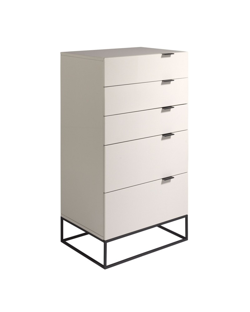 Cómoda de madera gris y acero negro