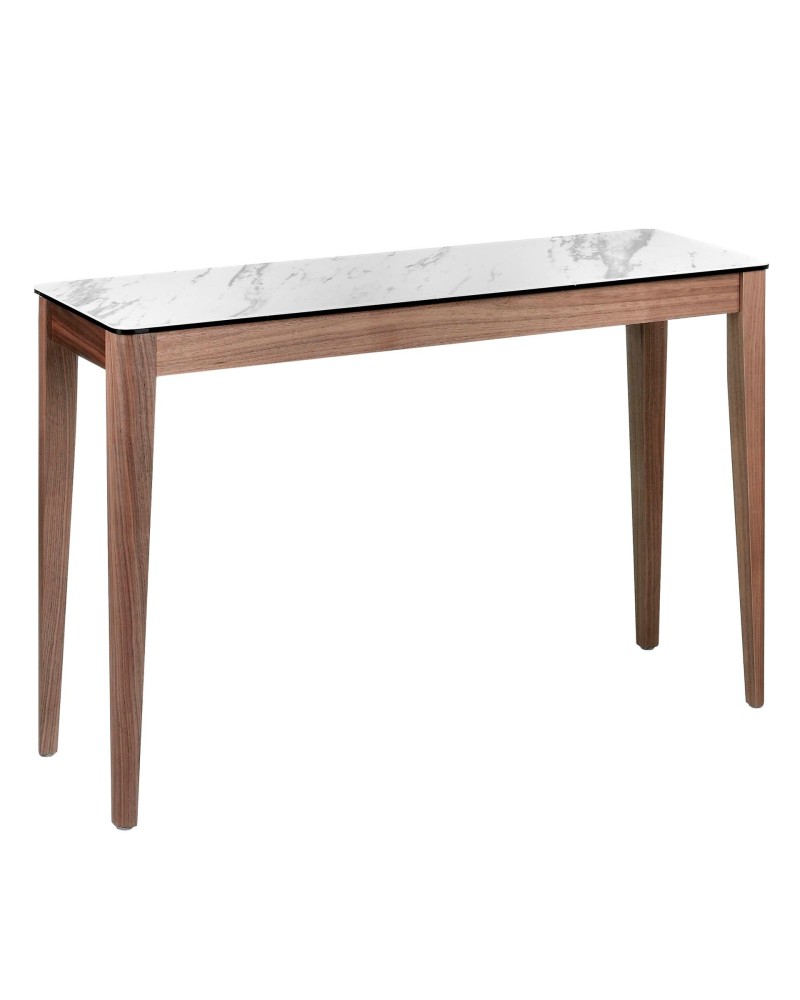 Consola rectangular de porcelana mármol y nogal