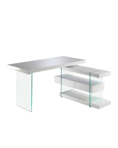 Escritorio madera blanco y cristal templado – Angel Cerdá