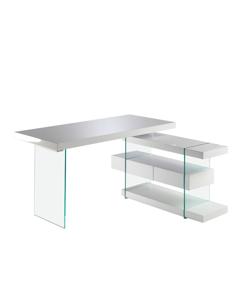 Escritorio madera blanco y cristal templado – Angel Cerdá