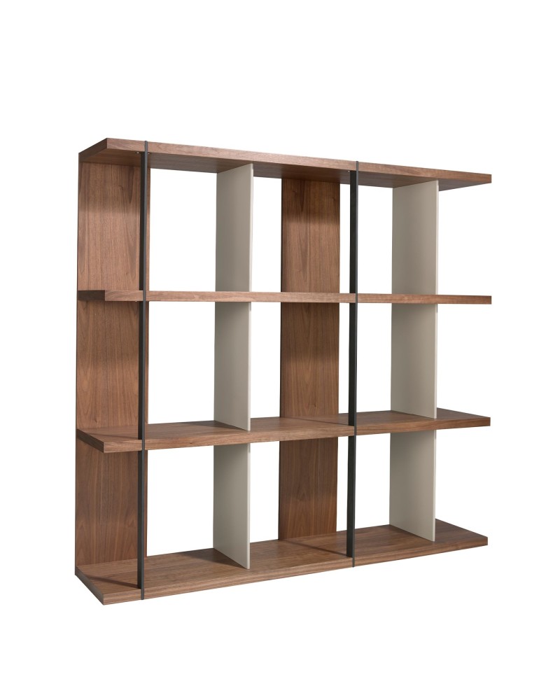 Estantería de nogal y madera gris