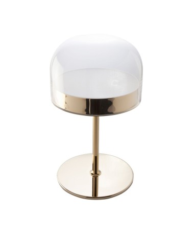 Lámpara de mesa de acero y vidrio transparente