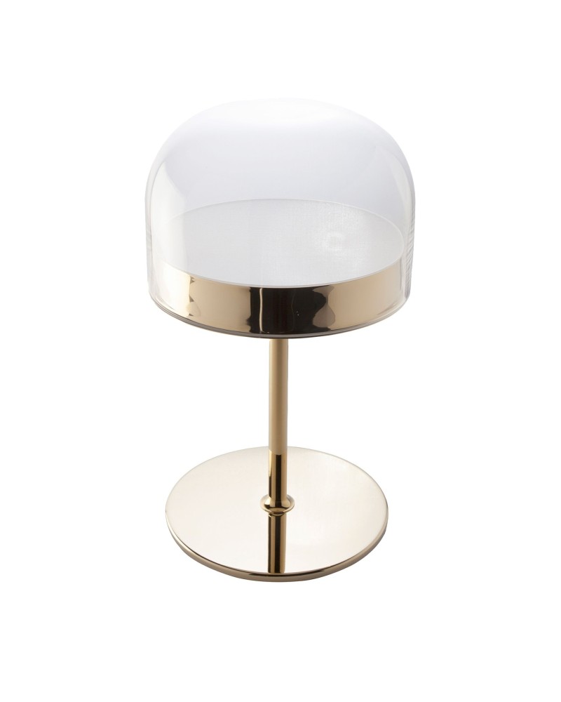 Lámpara de mesa de acero y vidrio transparente