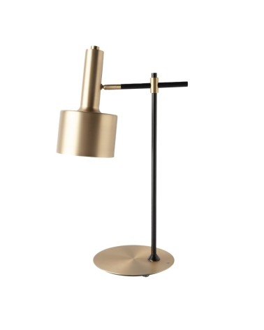 Lámpara de mesa de aluminio dorado y acero negro