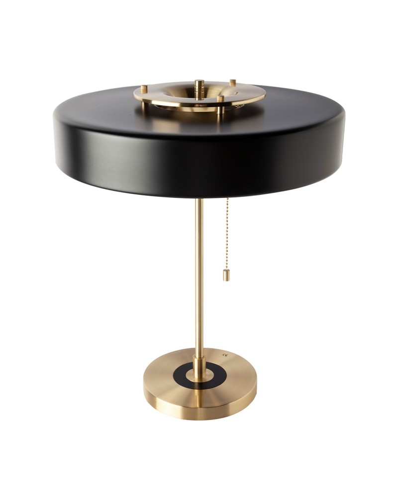 Lámpara de mesa de aluminio dorado y aluminio negro