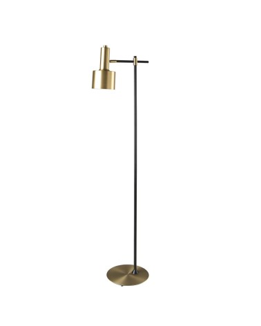 Lámpara de pie de aluminio dorado y acero negro
