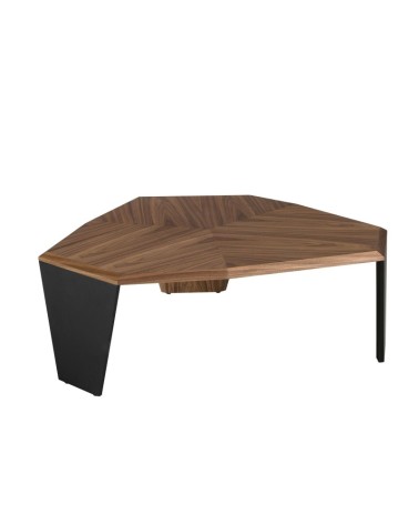 Mesa de centro asimétrica de nogal y PVC negro