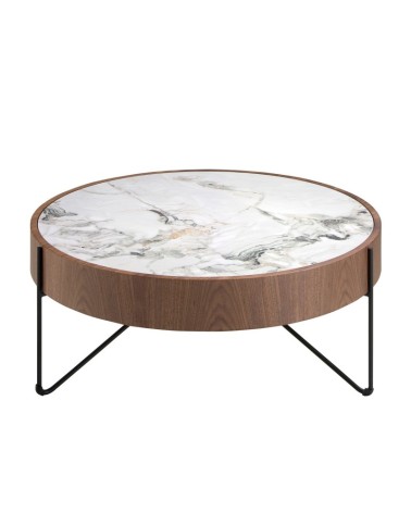 Mesa de centro redonda de porcelana mármol
