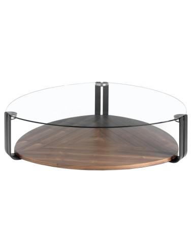 Mesa de centro triangular de vidrio templado