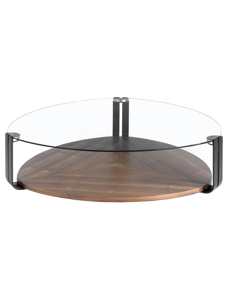 Mesa de centro triangular de vidrio templado