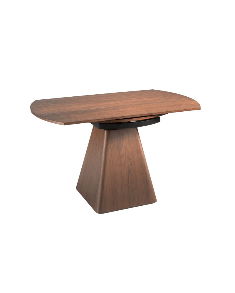 Mesa de comedor extensible redonda de nogal