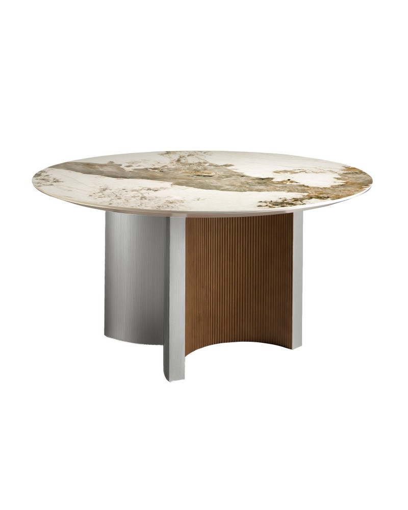 Mesa de comedor redonda de porcelana mármol