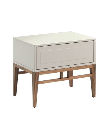 Mesita de noche de madera beige y nogal