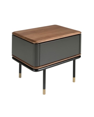 Mesita de noche de madera gris mate