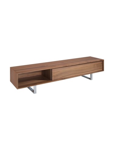 Mueble de TV de nogal y acero cromado