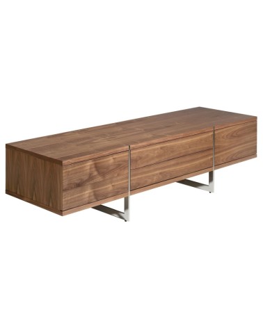 Mueble de TV de nogal y acero cromado