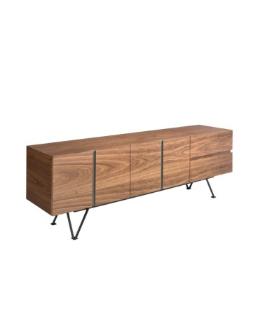 Mueble de TV de nogal y acero negro