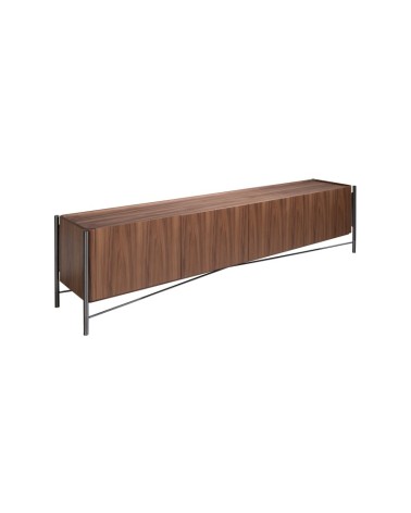 Mueble de TV de nogal y acero oscuro