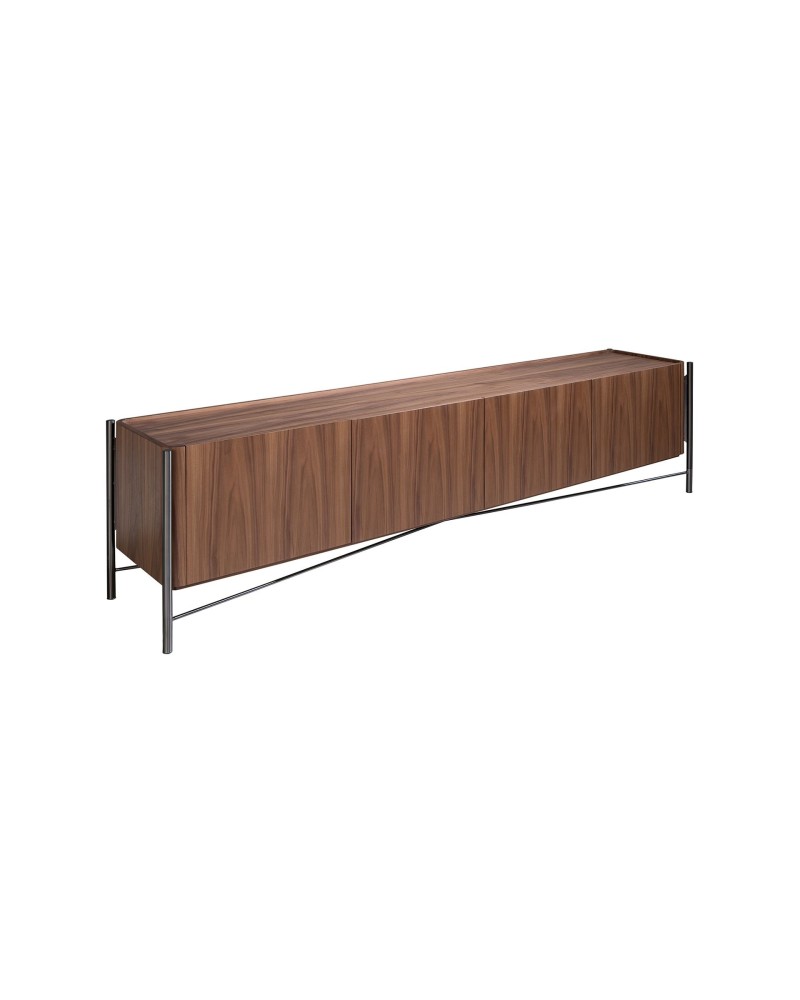 Mueble de TV de nogal y acero oscuro