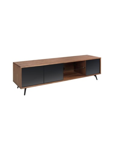 Mueble de TV de vidrio negro efecto espejo