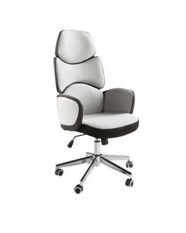 Silla de oficina giratoria gris claro y PVC blanco brillo - Angel Cerdá