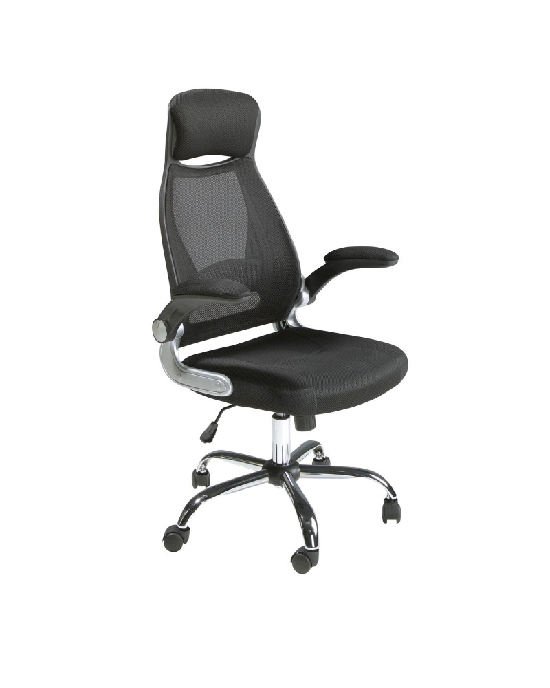 Silla de oficina giratoria negra cromada - Angel Cerdá
