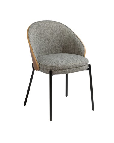 Silla de tela gris y nogal