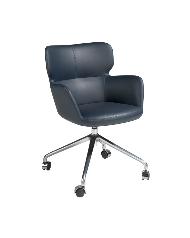 Silla oficina giratoria polipiel azul - Angel Cerdá